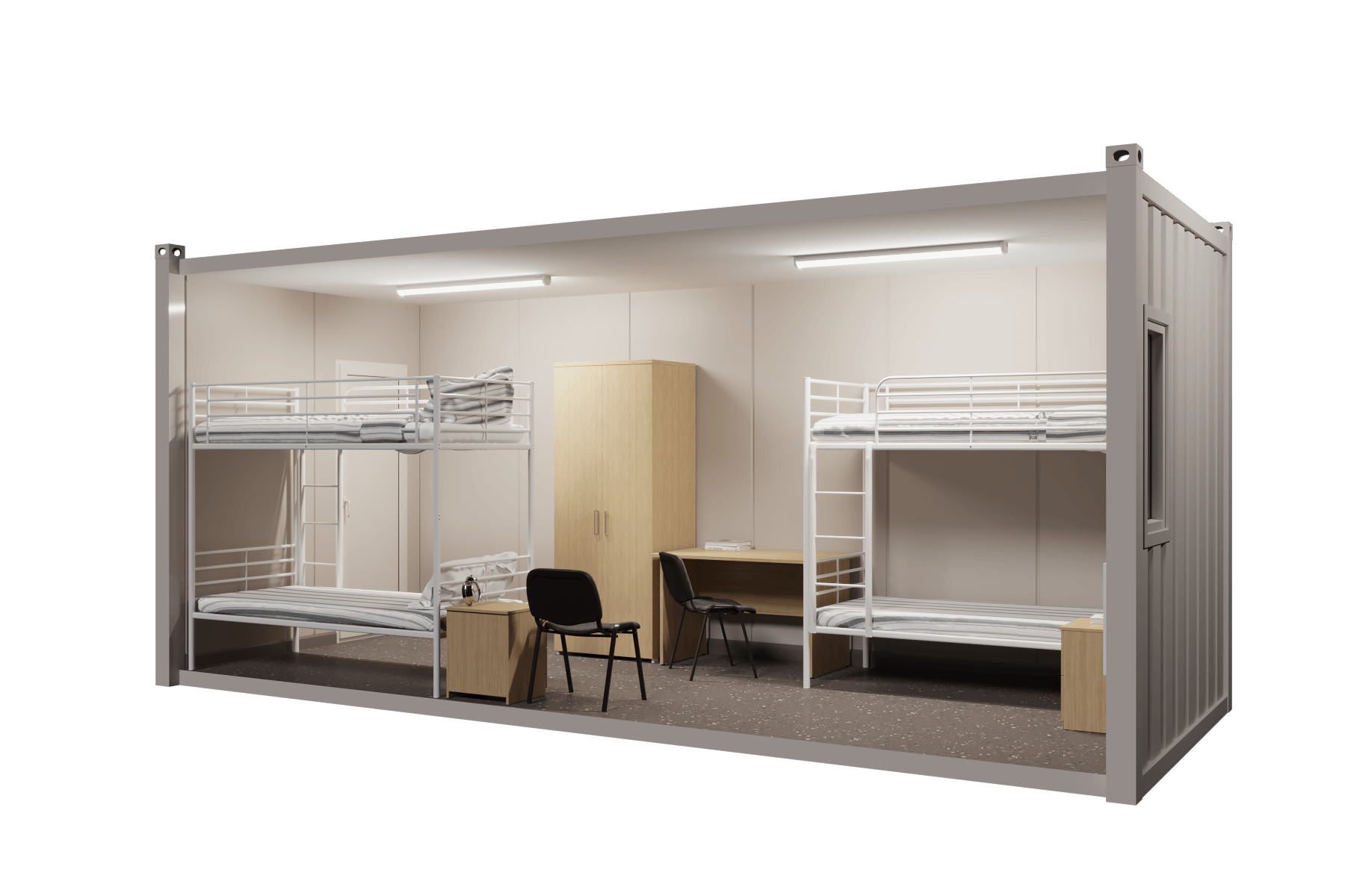 Housing container (site cabin) for rent — bunk beds, wardrobe, desk